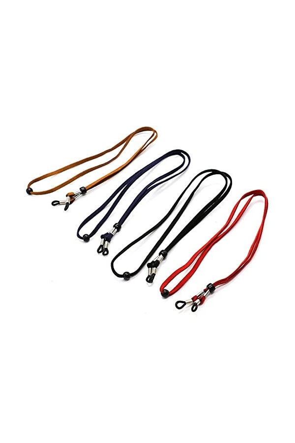 GIVBRO Lot de 4 cordons de lunettes en cuir pour homme, femme, garçon, fille