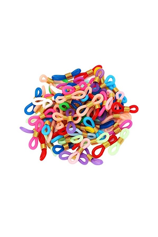 Qianly Embouts de Chaîne de Lunettes Support de Boucle de Chaîne de Lunettes prises de Lunettes En Silicone, 50 Pièces, Coule