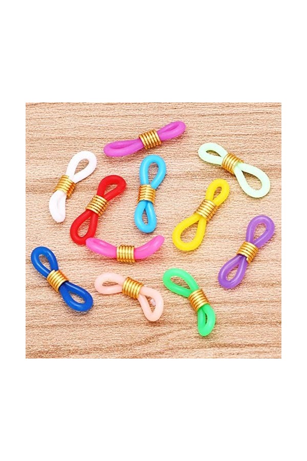 Qianly Embouts de Chaîne de Lunettes Support de Boucle de Chaîne de Lunettes prises de Lunettes En Silicone, 50 Pièces, Coule
