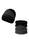 Comhats Ensemble dhiver en laine tricotée avec bonnet à visière et écharpe en polaire pour homme et femme – Bonnet chaud tri