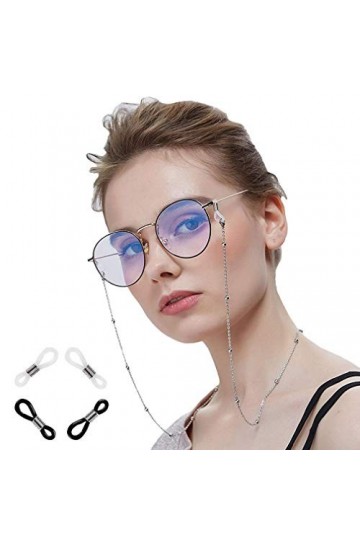 Jixin4you Unisexe Chaîne à Lunettes Porte-lunettes Fantaisie Argenté