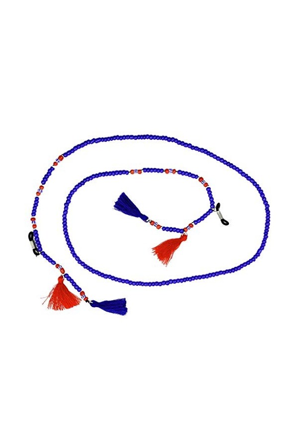 Collier cordon pour lunettes de lecture avec perles - Bleu - Taille unique