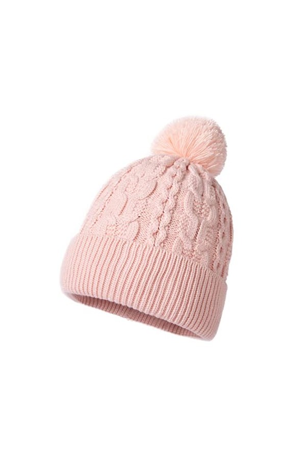 Comhats Bonnet dhiver en tricot pour femme avec pompon en fausse fourrure, 92203_Gris, taille unique