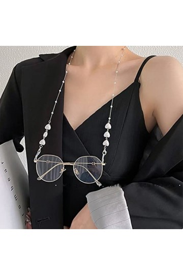 Sttiafay Perles Chaîne De Lunettes Pour Femmes Coeur Perle Masques Lunettes Sangle Lunettes De Soleil Dispositif De Retenue C