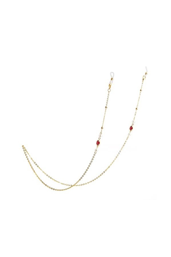 Aoomiga Chaîne de lunette Femme, Cordon Lunette pour Femme Doré avec ou sans perles, porte-masque, résistants, pour lunettes 