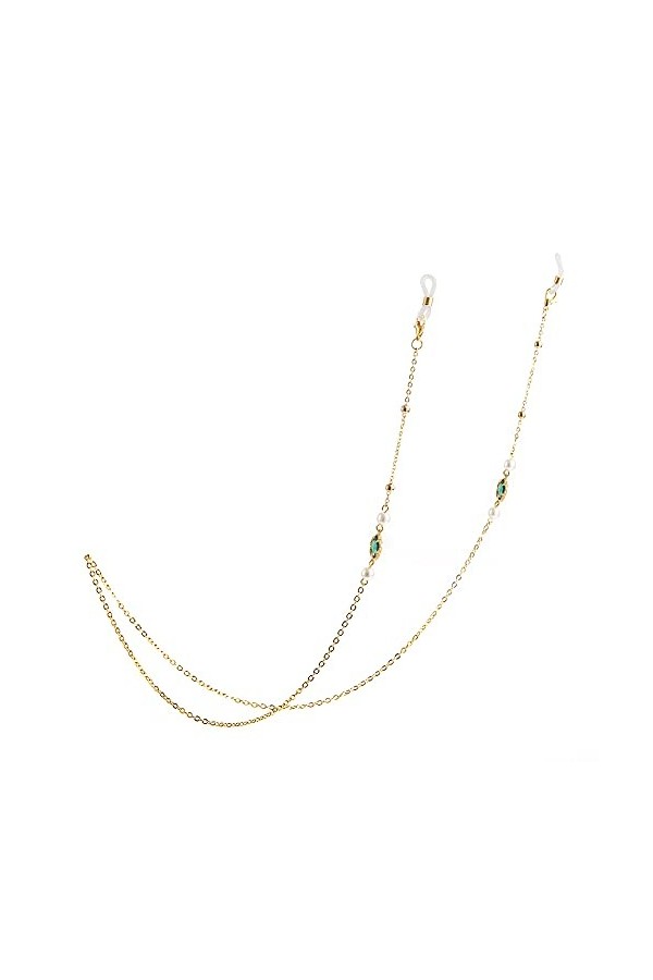 Aoomiga Chaîne de lunette Femme, Cordon Lunette pour Femme Doré avec ou sans perles, porte-masque, résistants, pour lunettes 