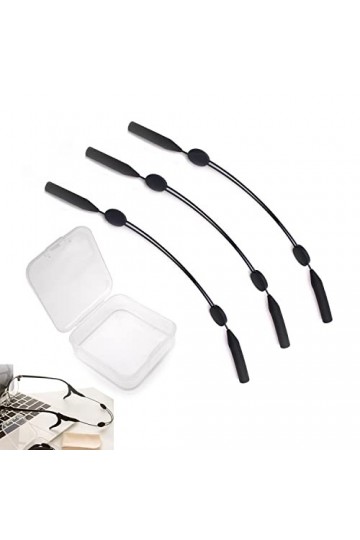 WJUAN 3 Pièces Cordon de Lunettes Ajustable Sangle de Lunettes de Soleil Retenue de Lunettes Noir, Sangles de Lunettes de Rét