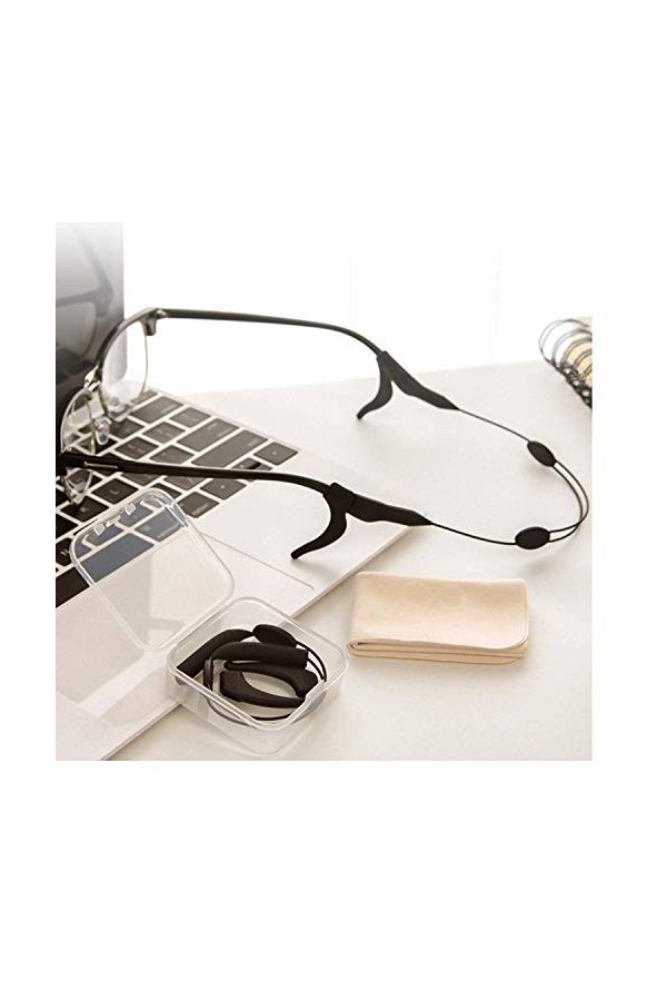 WJUAN 3 Pièces Cordon de Lunettes Ajustable Sangle de Lunettes de Soleil Retenue de Lunettes Noir, Sangles de Lunettes de Rét