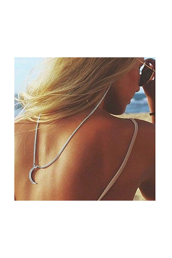 Yienate - Chaîne de lunettes de style bohémien avec strass et pendentif lune - Antidérapante - Accessoire tendance pour lunet