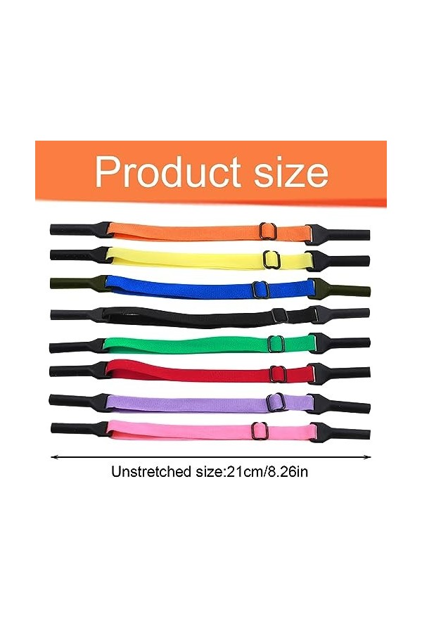 SKHAOVS 8 Pièces Courroie Universelle Ajustable pour Lunettes,Maintien fort Elastic Cordon lunettes,Cordon élastique pour Lun