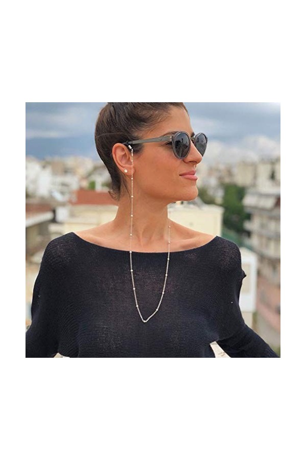 Yienate - Chaîne de lunettes de style bohémien avec perles en alliage - Antidérapante, accessoire tendance pour lunettes de s