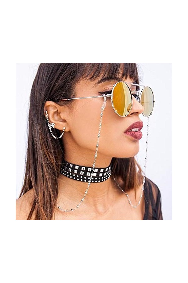 Yienate - Chaîne de lunettes de style bohémien avec perles en alliage - Antidérapante, accessoire tendance pour lunettes de s