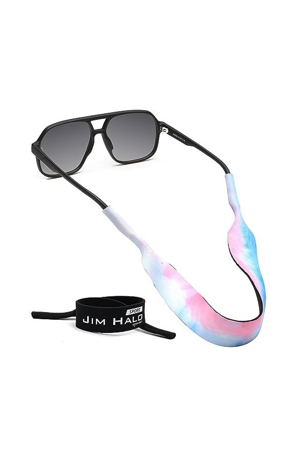 JIM HALO 2 Pack Sport Chaînes et Cordons à Lunettes - Classique Néoprène Flottant Cordons élastiques - Protection Vos Lunette