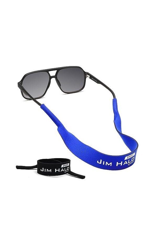 JIM HALO 2 Pack Sport Chaînes et Cordons à Lunettes - Classique Néoprène Flottant Cordons élastiques - Protection Vos Lunette
