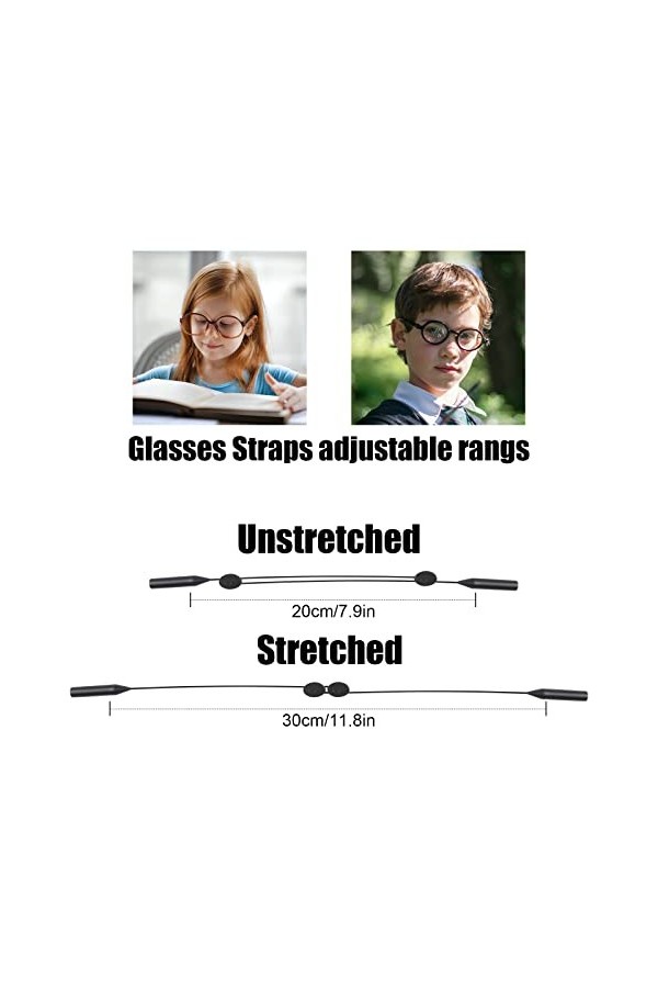 TOYMIS 3pcs Sangle de Lunettes en Silicone avec 3 Paires de Crochets dOreille, Cordon Lunettes Reglable pour Lunettes de Sol