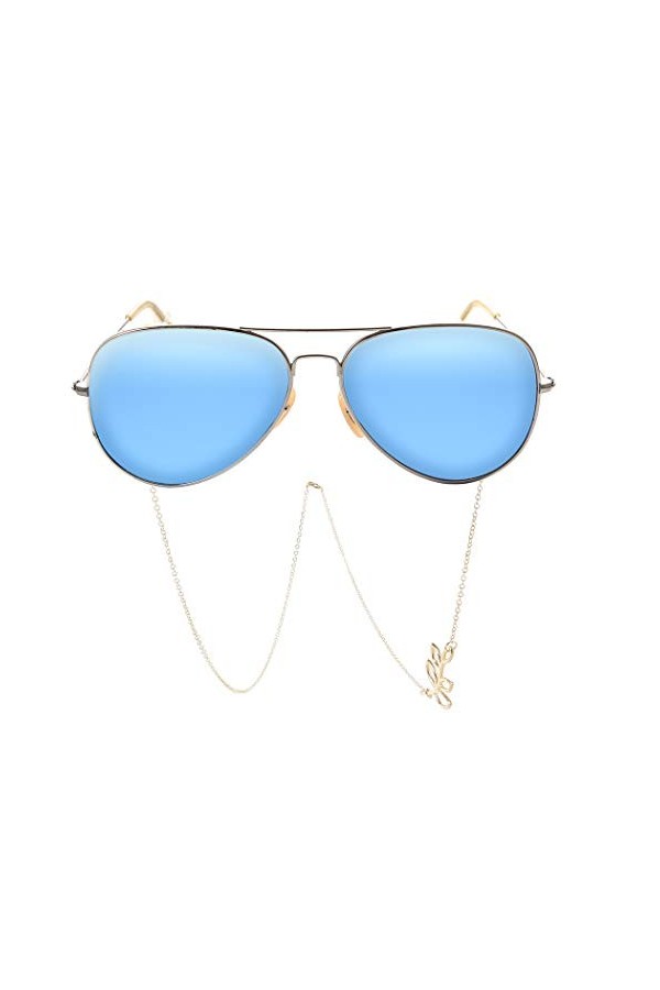 Yienate Bohême Chaînes de lunettes antidérapantes pour femme Chaîne de lunettes avec feuilles creuses Pendentif Accessoires d