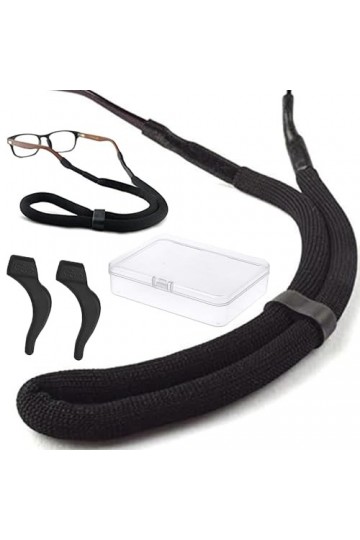 Euiooctory Cordon Lunettes, Attache Lunette Réglable avec Deux Anneaux en Silicone Antidérapants et Boîte de Rangement pour l