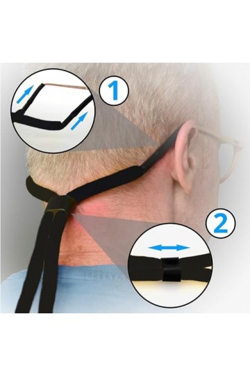 Euiooctory Cordon Lunettes, Attache Lunette Réglable avec Deux Anneaux en Silicone Antidérapants et Boîte de Rangement pour l