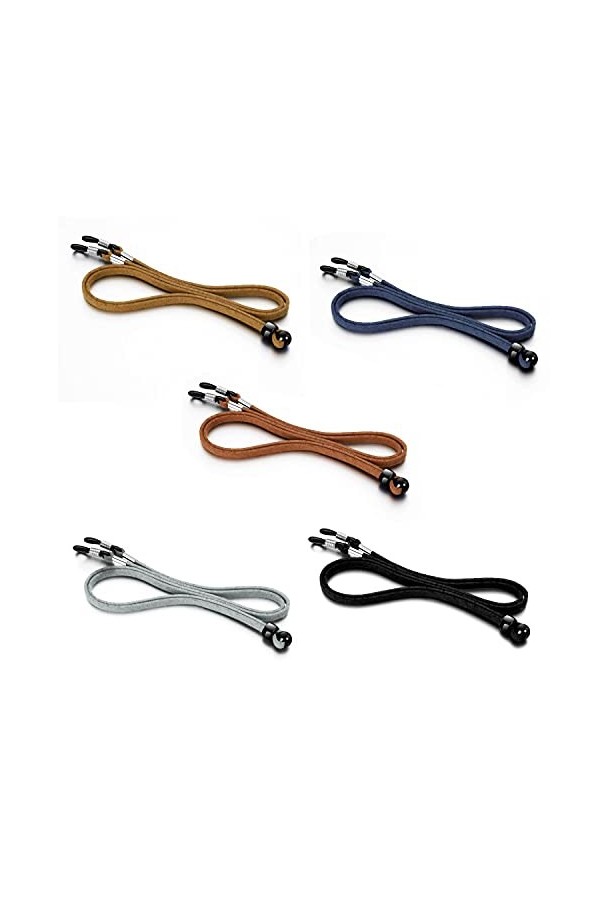 Tomodoks Lot de 5 chaînes de lunettes de sport en cuir synthétique réglable