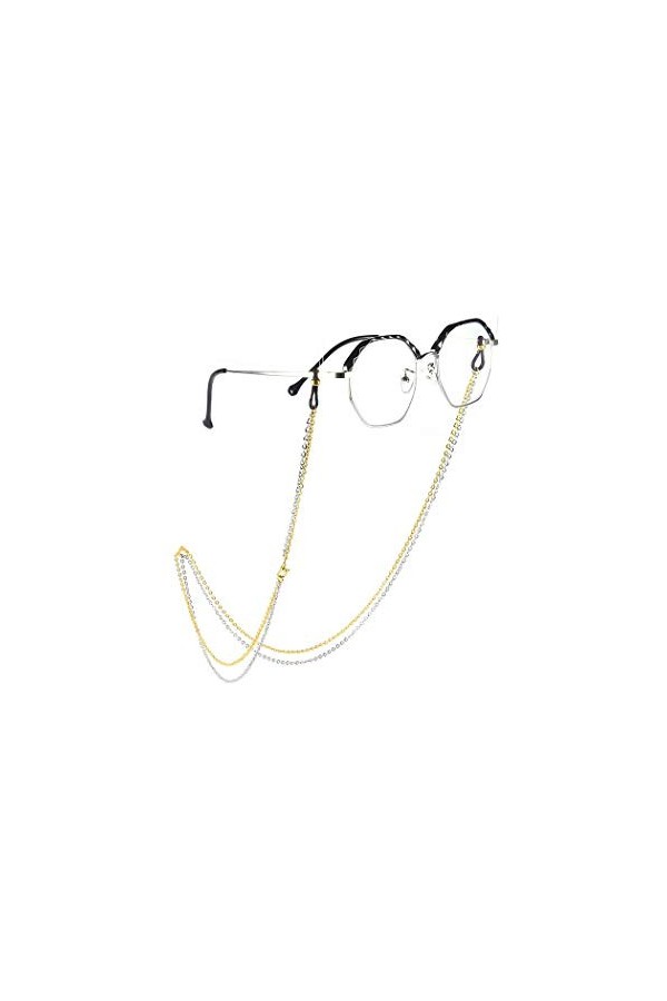 Yienate Bohême Chaîne de lunettes pour femme avec chaînes unies or et argent - Accessoire de fixation pour lunettes - Sangle 