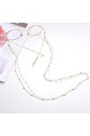 Yienate Bohême - Chaîne de lunettes pour femme avec double chaîne de perles en cuivre et strass - Accessoire de fixation de l