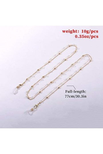 Yienate Bohême - Chaîne de lunettes pour femme avec double chaîne de perles en cuivre et strass - Accessoire de fixation de l