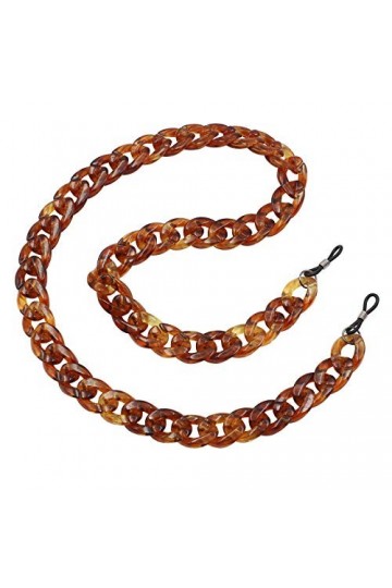 TBOC Chaîne pour Lunettes Soleil et Vue - Collier de Large Maillons [Ambre] Cordon Regable avec Attache en Silicone pour Cou 