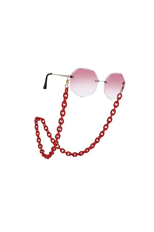 EUEAVAN Chaîne de masque en acrylique pour lunettes de soleil pour femme, tendance, blanc transparent, Medium