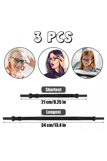 TOYMIS 3pcs Sangles de Lunettes Réglable, Cordon Lunette Silicone Lanière de Lunettes Retenues de Lunettes Cordon à Lunettes 