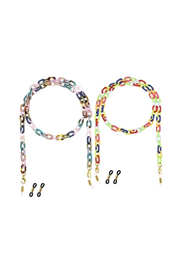 Be In Your Mind 2pcs Chaîne de Lunettes de Soleil Acrylique Chaîne de Lunettes Longe Antidérapant Porte-Lunettes de Lecture C