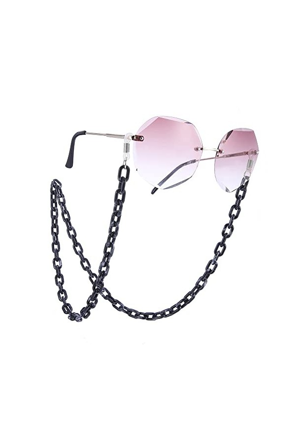 EUEAVAN Chaîne de support de masque facial en acrylique pour femme, chaîne de lunettes tendance en acétate, marron clair