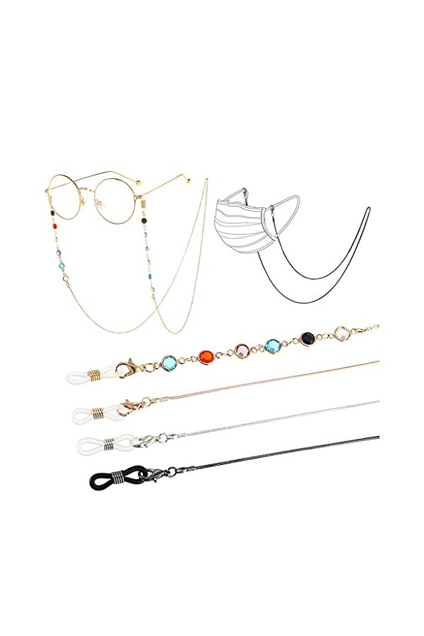 LIPIODOL 4 Pièces Chaînes de Lunettes Support de couverture de visage lanière de masque support de masque de lunettes chaîne 