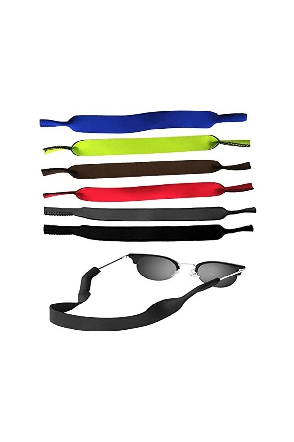 6 Pack Sangle de lunettes de soleil de sport, sangle de lunettes en néoprène flottante anti-dérapante élastique sangle de ret