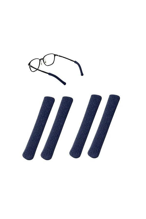 PEUTIER 4pcs Coussinet Oreille Lunettes, Tricoté en Coton Antidérapant, Embouts pour Branches de Lunettes, Manchon de Bras de