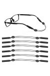 6 PièCes Cordon Lunettes Sport/Bandes Lunettes éLastiques en Silicone/Sangle Souple AntidéRapante Noire pour Lunettes Soleil,