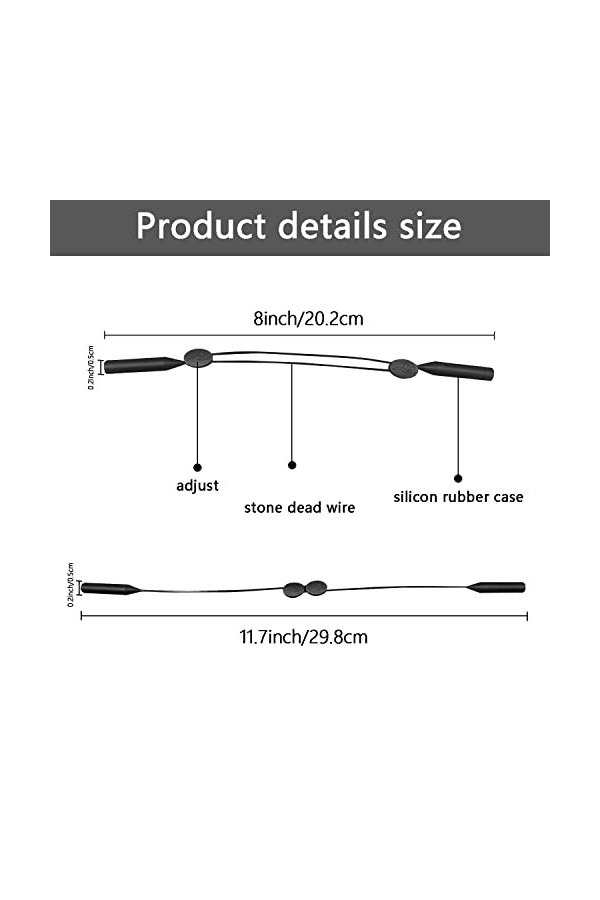 6 PièCes Cordon Lunettes Sport/Bandes Lunettes éLastiques en Silicone/Sangle Souple AntidéRapante Noire pour Lunettes Soleil,