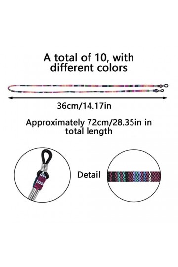 10 Pièces de Sangle de Lunettes Porte Corde à Lunettes Corde à Lunettes Colorées Chaîne de Lunettes Stable Sangle de Lunettes