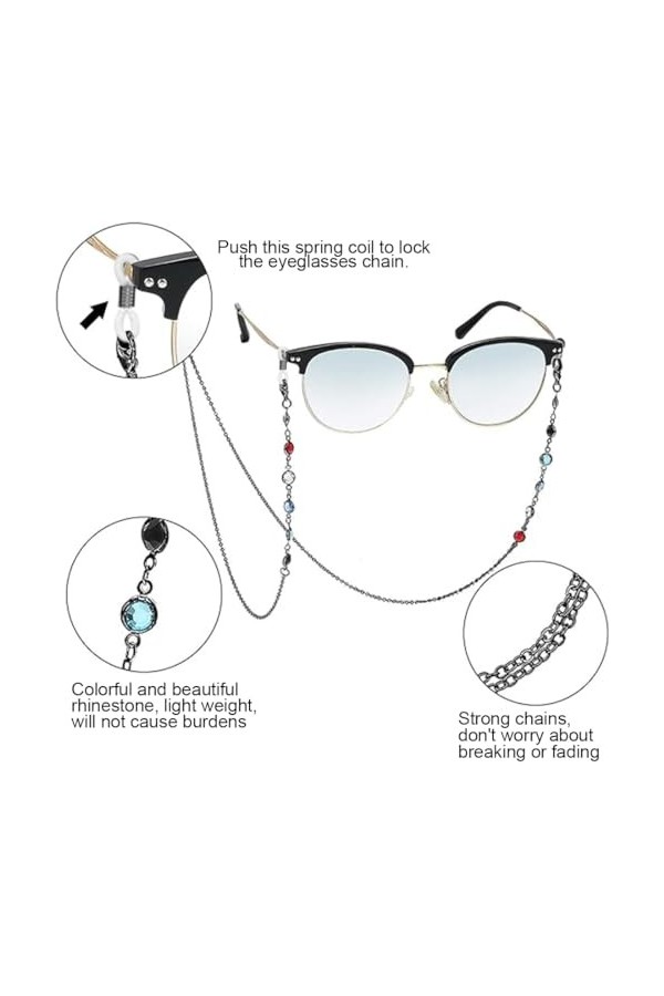 LICHUANUK 6 Pièces Chaînes de Lunettes Élégant Retenue de Lunettes Perles Support de Sangle de Lunettes