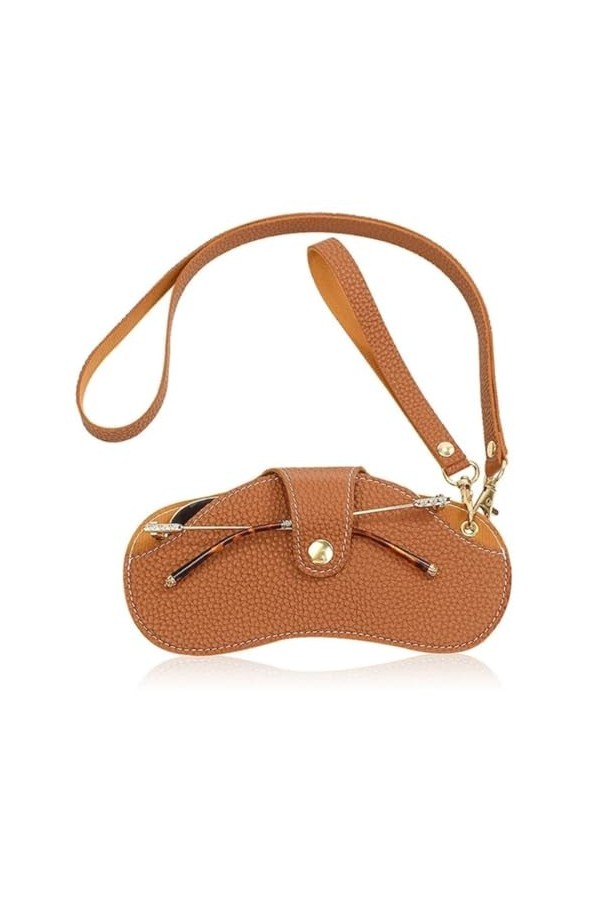 Peminkoo Étui de rangement en cuir pour chaîne de lunettes de soleil - Sangle de cou à suspendre - Anti-chute - Cordon de lec