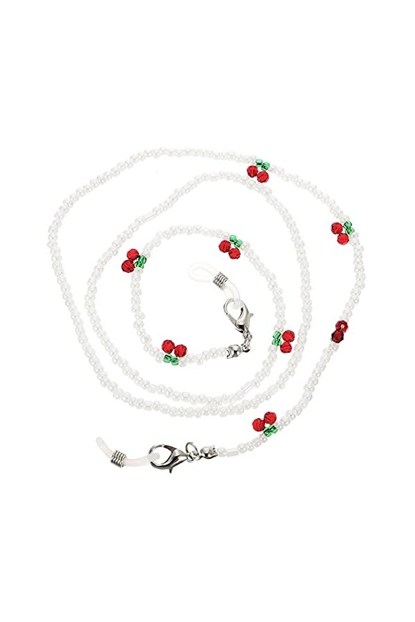 Happyyami Lunettes Chaîne avec Cerise Perles en Métal Lunettes de Soleil de Perles Bracelet Face Cover Lanière Clip Anti- De 