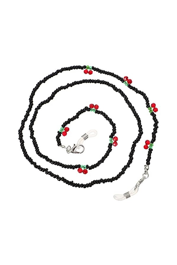 Happyyami Lunettes Chaîne avec Cerise Perles en Métal Lunettes de Soleil de Perles Bracelet Face Cover Lanière Clip Anti- De 