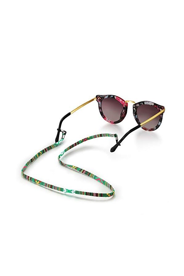 Cordon pour lunettes de soleil, cordon de support et sangle pour femme, Vert, taille unique