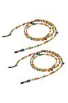 2Pcs Perles Lunettes Lunettes Chaînes Lunettes Cordes Lunettes de Soleil Titulaire Sangles Cordes Vintage Lunettes de Soleil 