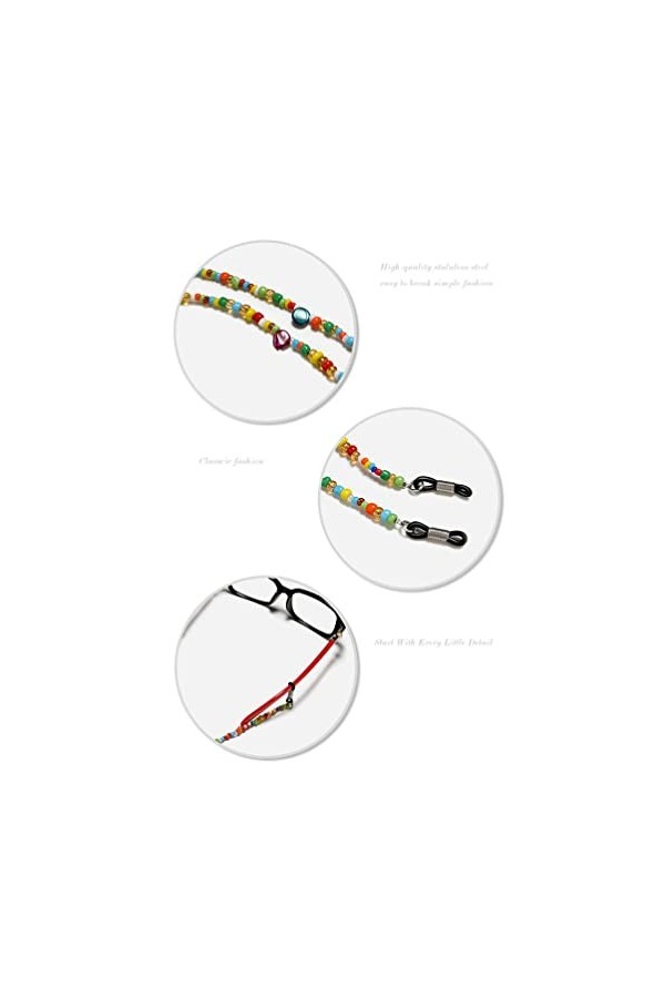 2Pcs Perles Lunettes Lunettes Chaînes Lunettes Cordes Lunettes de Soleil Titulaire Sangles Cordes Vintage Lunettes de Soleil 