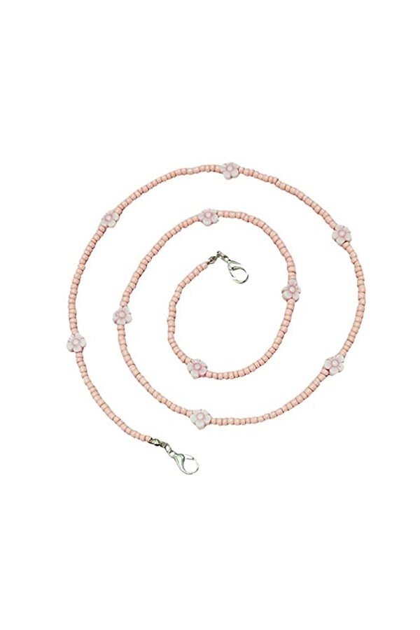 USHOBE Masque Aux Fleurs De Perles De Riz Chaîne Perlée Chaîne De Collier De Lunettes Lanière Pour Femme Support De Collier D