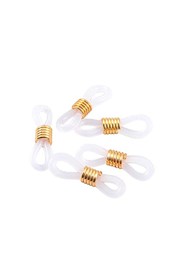 Support de Retenue de prise de Boucles Dextrémités Métalliques En Caoutchouc 50x pour Chaîne de Lunettes de Lunettes, Blanc 