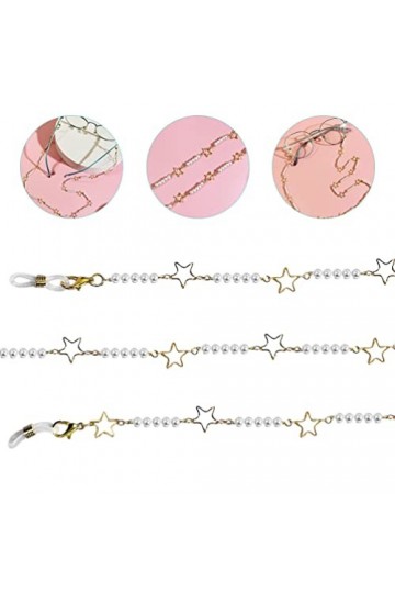 USHOBE Couches de Lunettes Anti- Verres Anti- Perdus Chaînes de Support Étoiles Perle Eyeglasse String Lanyard Eyewear Repain