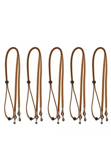 perfk Lot de 5 Lanières de Lunettes de Soleil Réglables En Velours avec Cordon de Lunettes, Marron, 01