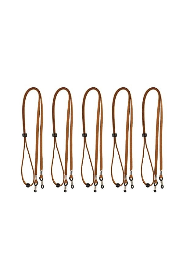 perfk Lot de 5 Lanières de Lunettes de Soleil Réglables En Velours avec Cordon de Lunettes, Marron, 01