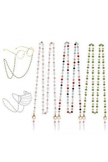 Hifot Chaînes de Lunettes Cordon Lunettes Femme 3 Pièces, Perlée Cordon de Retenue de Lunettes, Antidérapant Chaîne Lunettes 